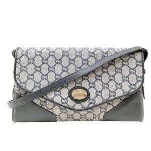 00006162# Authentic Gucci Crossbody Bag Plus Navy Blue PVC